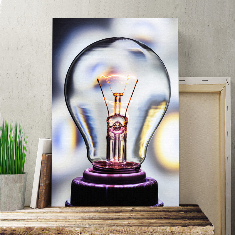 Light Bulb Electricity Photographic - Wrapped Canvas, 100cm H x 70cm W
