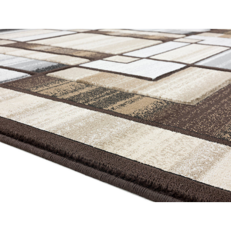 Adonia Geometric Brown/Gray Area Rug, Rectangle 5'2" x 7'5"