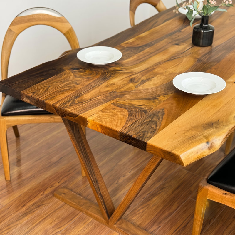 Table de salle à manger en bois massif Live Edge, noyer fabriqué à la main, 72 po, Noyer, H 29,5 po x L 72 po x l 33,8 po