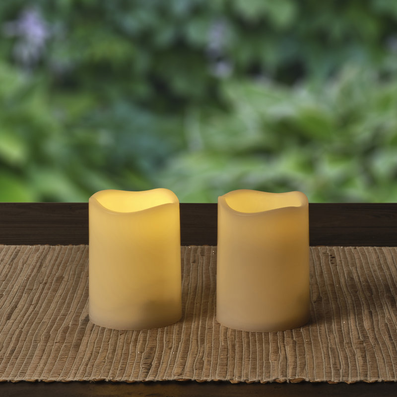 Set of 2 Waterproof LED Pillars, 3x4, White