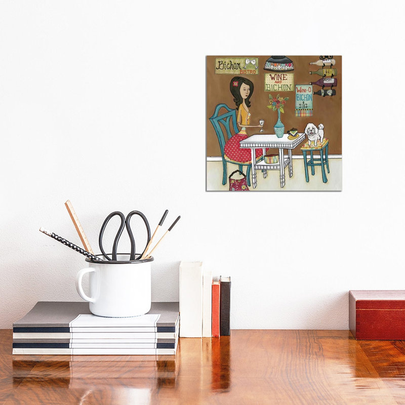Bichon Bistro by Jamie Morath - Wrapped Canvas Gallery-Wrapped Canvas Giclée, 30.48 cm H x 30.48 cm W