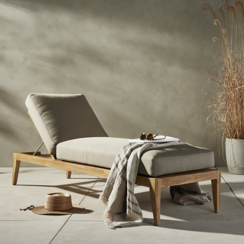 Chaise longue simple inclinable avec coussins Amine, Royal Taupe, Gray