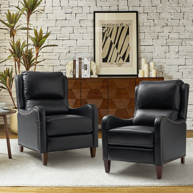 Fauteuil inclinable en cuir Beecher 28,75 po, Cuir pleine fleur noir