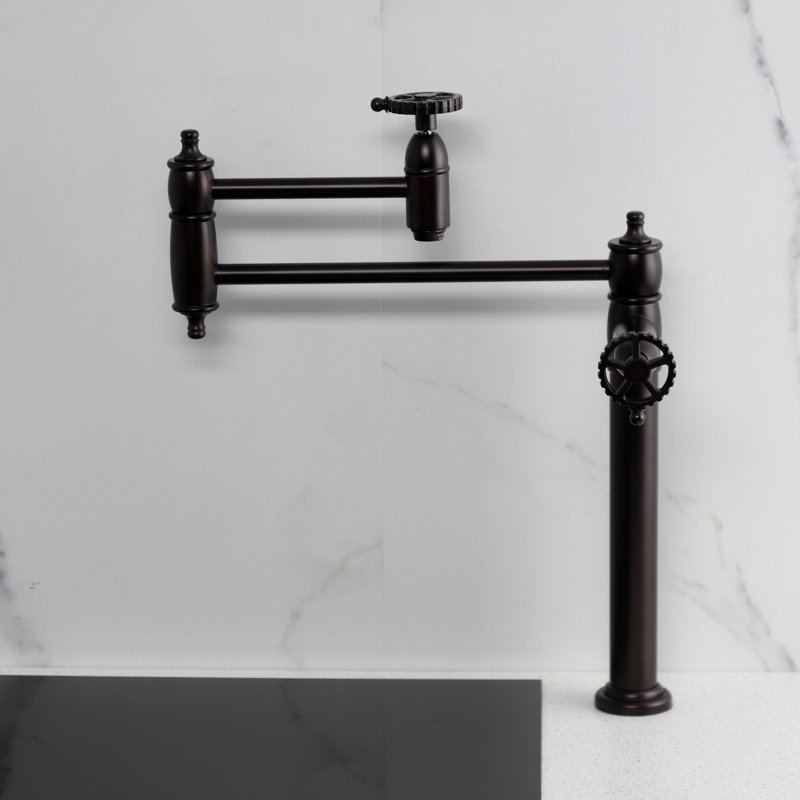 Kingston Brass Fuller Two-Handle 1-Hole Deck Mount Pot Filler Faucet, Oil Rubbed Bronze