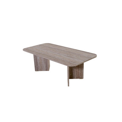 Rectangular Panel-Base Coffee Table, Travertine