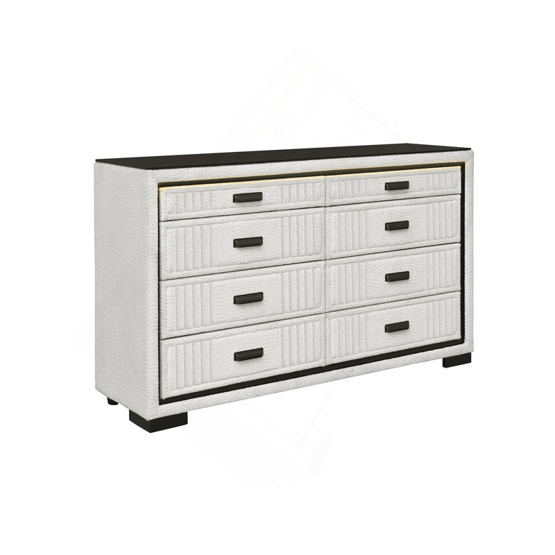Commode avec panneau rembourré et poignées épurées