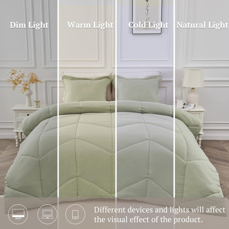 Édredon en duvet synthétique toutes saisons, Très grand californien, Brume sauge