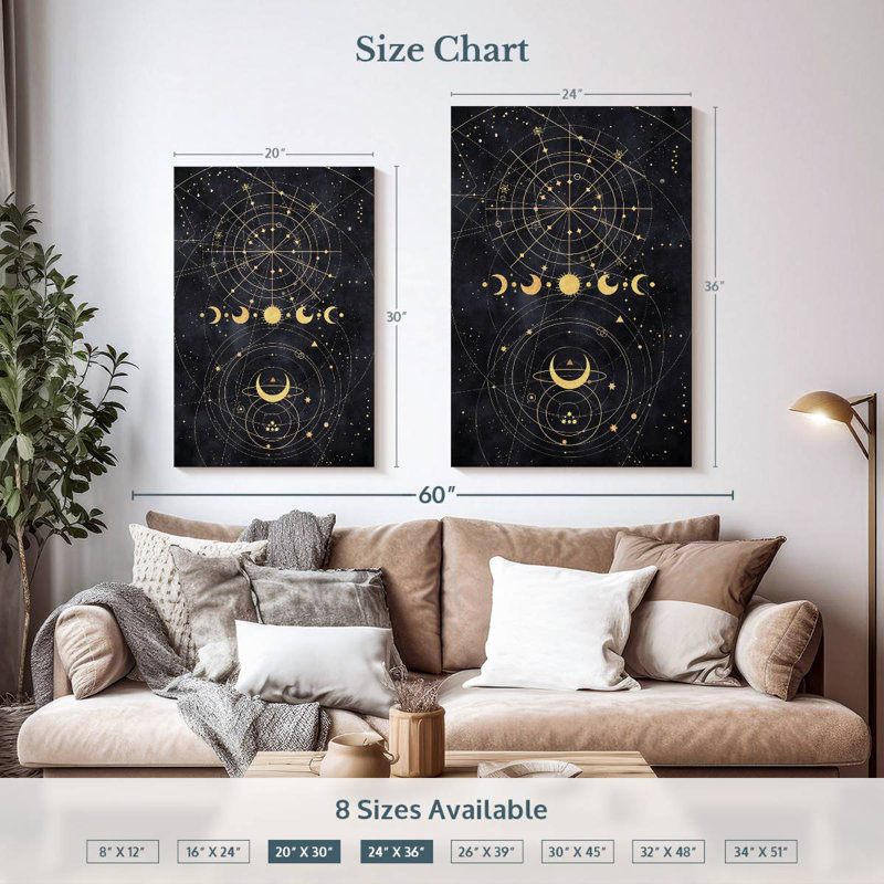 Adella Perpetual Moon Phases, 36" H x 24" W