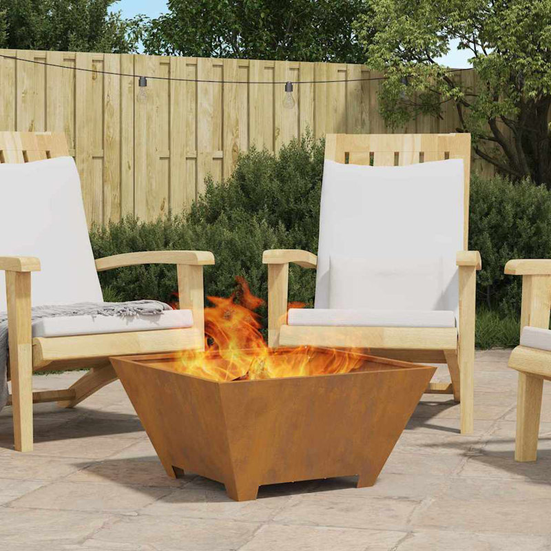 Outdoor Fire Pit for Heating, Brown, 30cm H x 60cm W x 60cm D