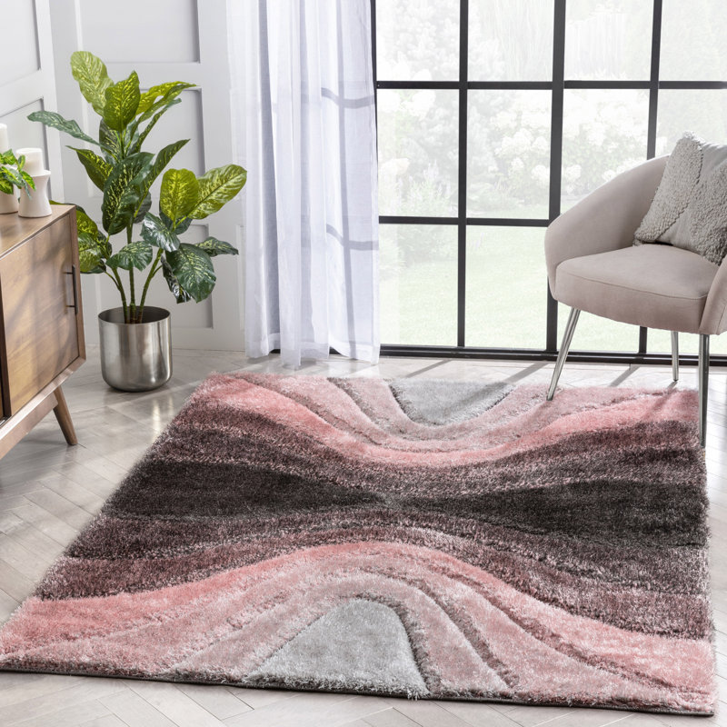 San Francisco 3D Textured Blush/Light Green/Black Rug, Rectangle 160 x 220cm