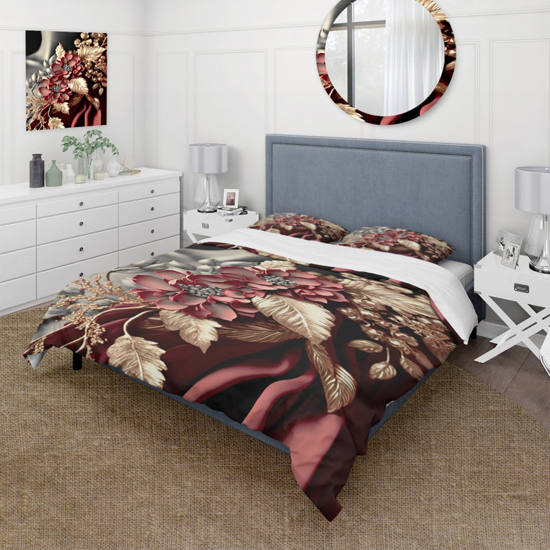 Ensemble de housse de couette en microfibre / polyester Vintage Glam Rose IV Bedding