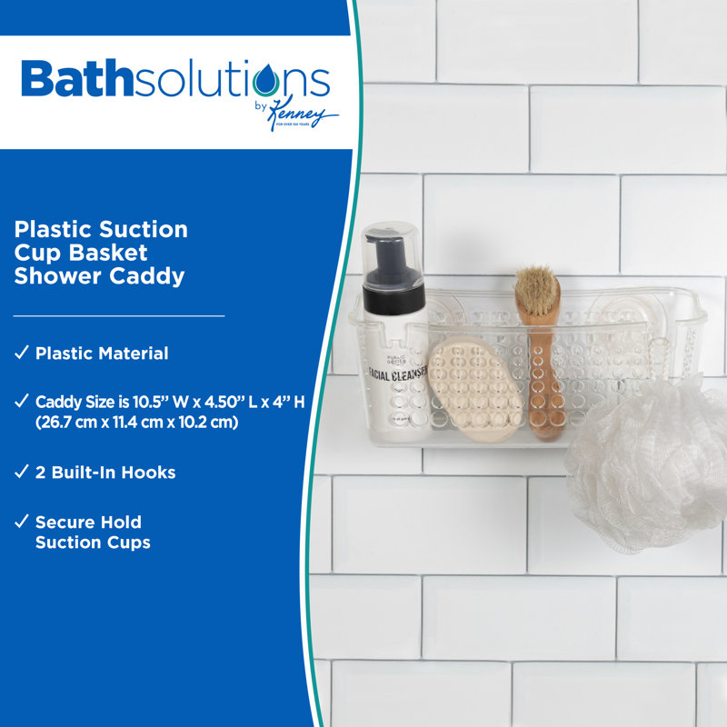 Clear Plastic Suction Cup Shower Basket Caddy