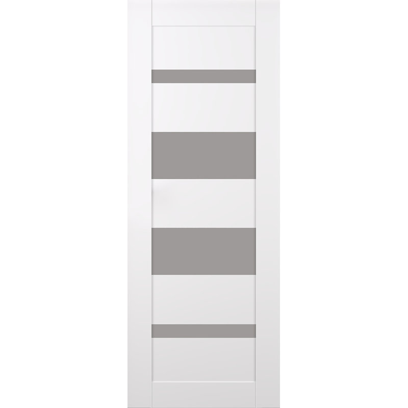 Dalle de porte intérieure en bois manufacturé et en verre givré Ella, 35,875 po x 95,24 po, Blanc neige