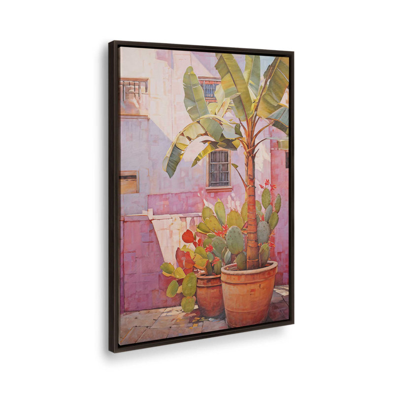 Cactus Court Glow II, H 36,75 po x l 24,75 po, Impression encadrée sans passe-partout, Espresso