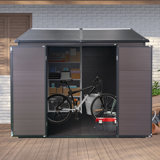 Abri de rangement extérieur en résine 8x6 brun avec 2 fenêtres