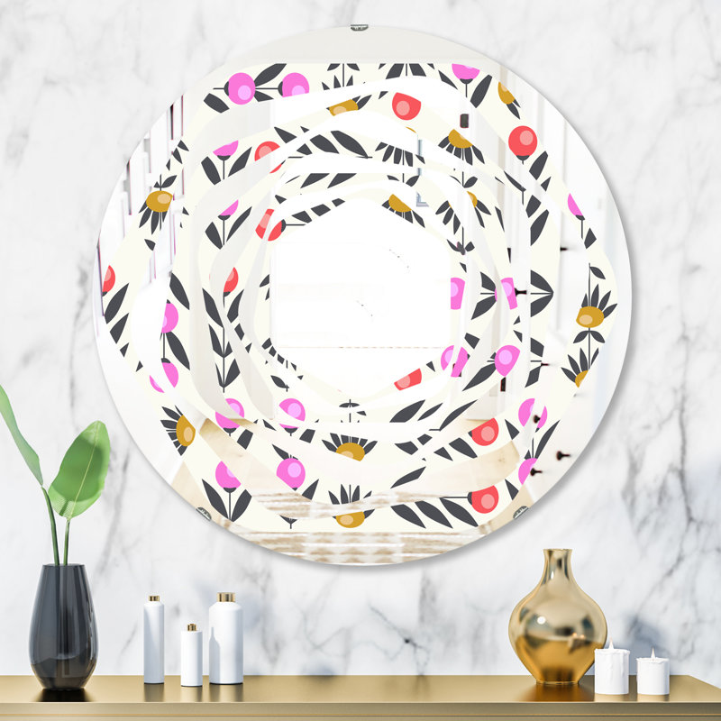 Miroir mural Whirl Abstract Floral Design, H 31,5 po x l po