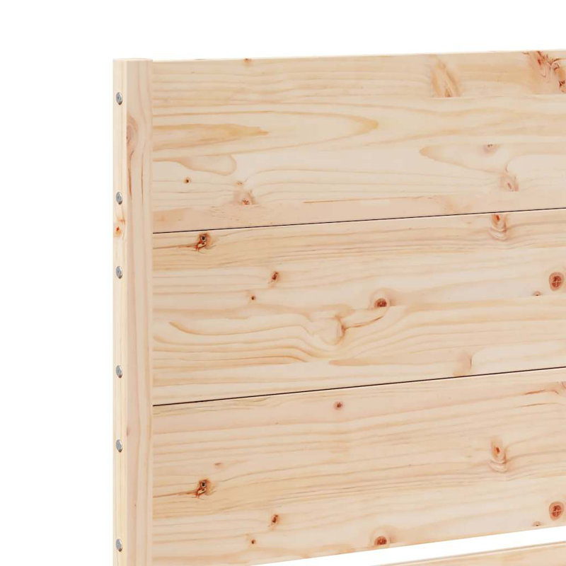 Bed Frame Solid Wood, Natural, 95.5 x 215.5 cm