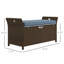 Banc de rangement de patio bleu foncé de 27 gallons, PE extérieur avec coussin et poignées pour des fonctionnalités pratiques