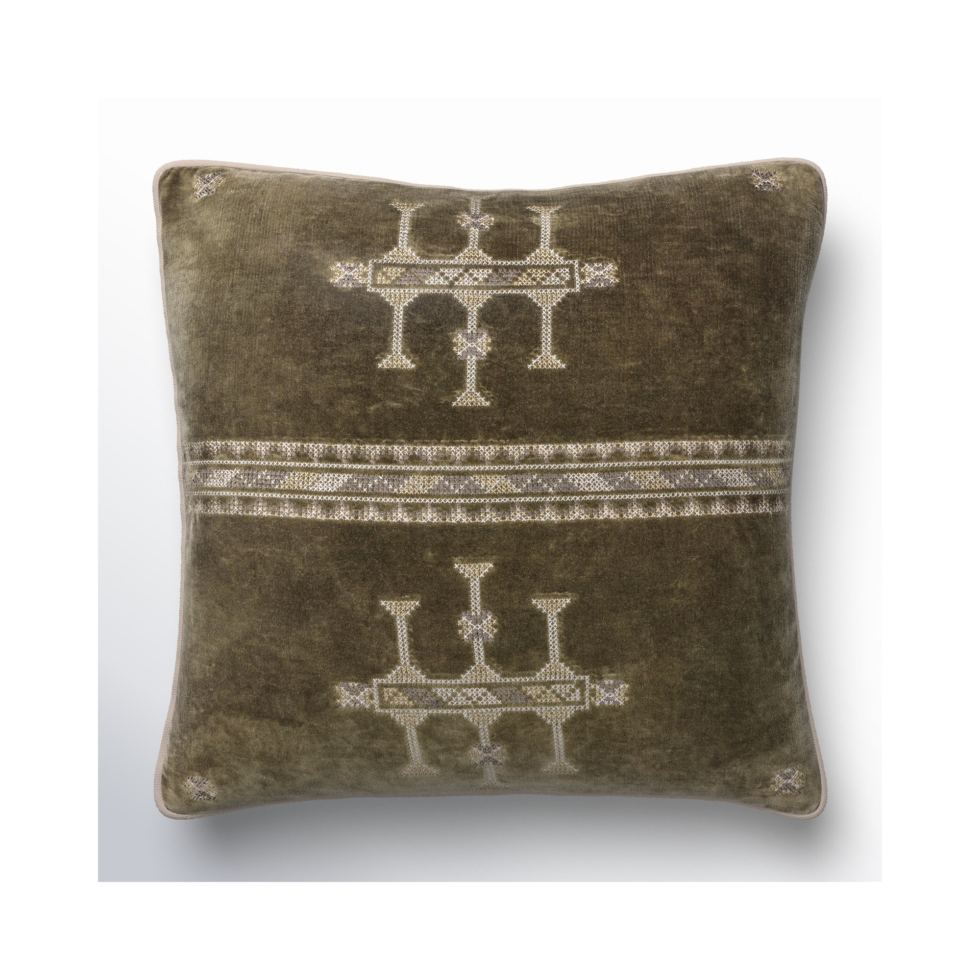 Veola Cotton Velvet Throw Pillow, Pillow Cover Only - No Insert, Medium Brown, 18" x 18"