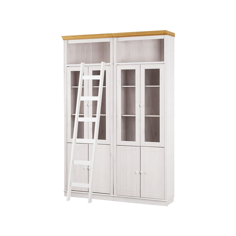 Demetricia 223cm H x 148cm W Library Bookcase, Brown/White