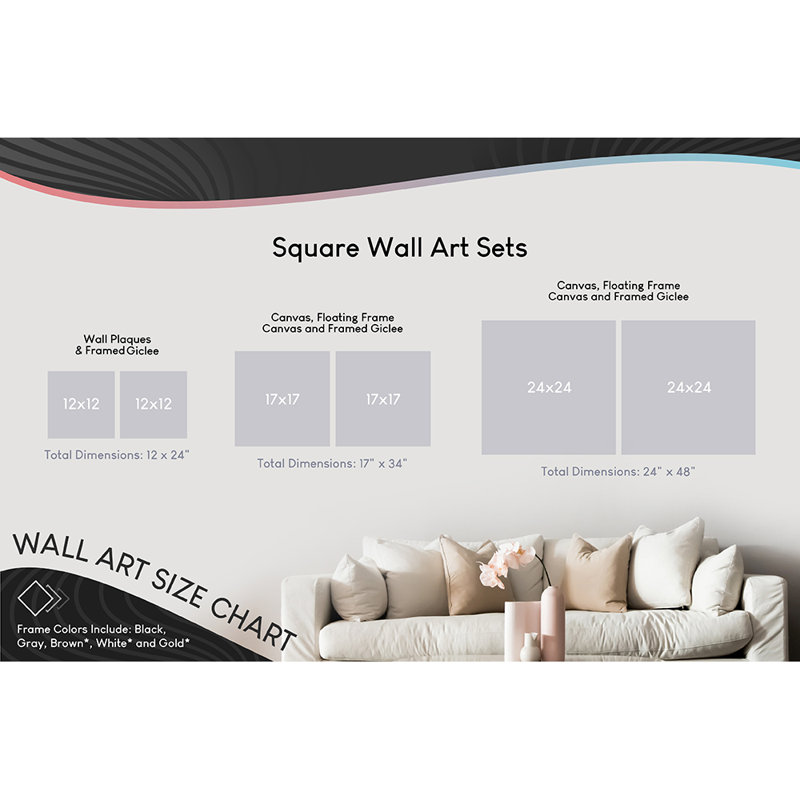 Egrets Color Pop Flowers 2 PC Framed Floater Canvas Set by Melissa Wang, Gold Floater Framed, 18" H x 18" W