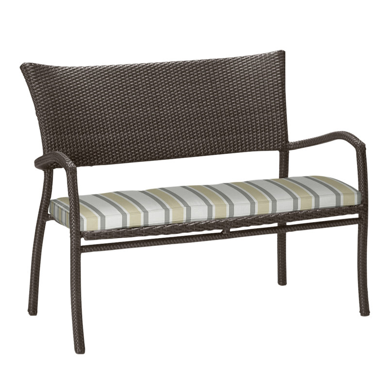 Skye Wicker Garden Bench, Black Walnut, Natural White, Welt