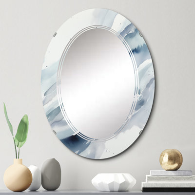 Miroir mural bleu tourbillon, formes abstraites modernes - tourbillon bleu II