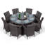 Karcher 8 - Person Wicker Patio Dining Set with Round Table , Cushions Included