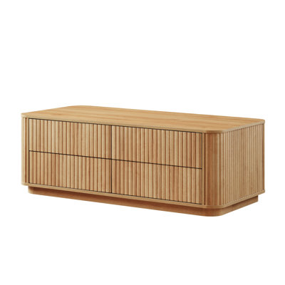 52"W Fluted Coffee Table with 4 Drawers