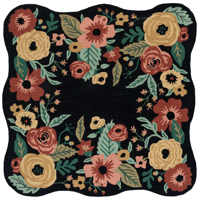 Jardin Hand Tufted Wool;Cotton Floral Indoor Rug, 6'-0" x 6'-0" Square