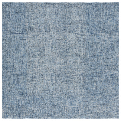 Abstract 175 Hand Tufted Wool; Cotton No Pattern Rug in Blue/Ivory