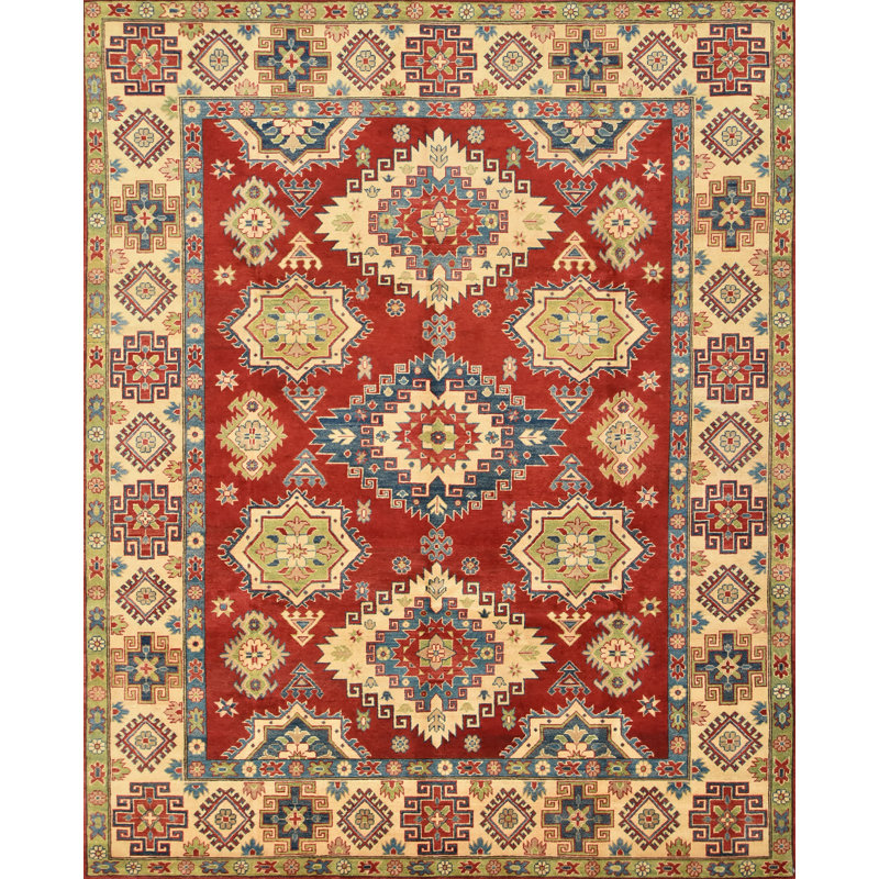 Tapis oriental rouge en laine noué à la main Nabeel