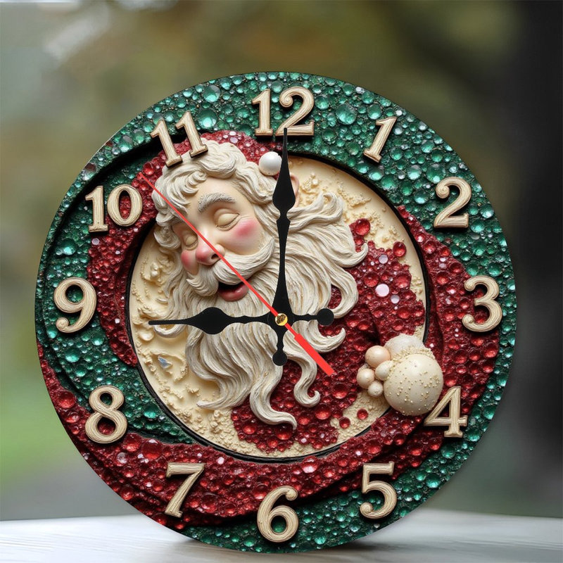Noël-Horloge-chiffres-Père-Visage