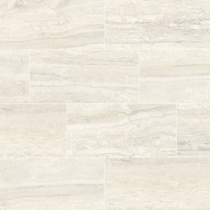 Carreau de porcelaine mat travertin 12X24 Travino, Ivoire ivoire