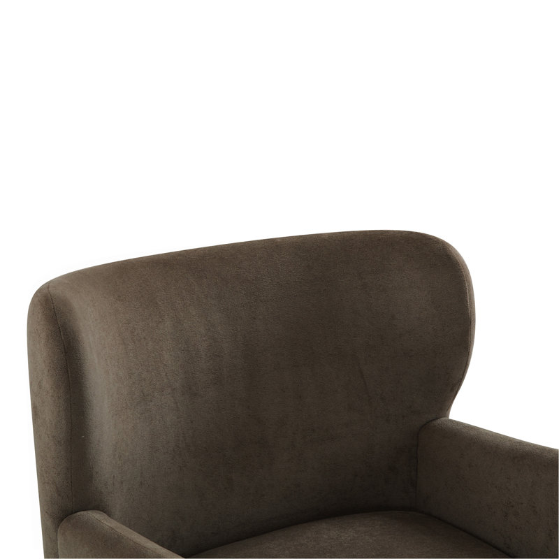 Fauteuil club à oreilles rembourré, Dark Brown Velvet
