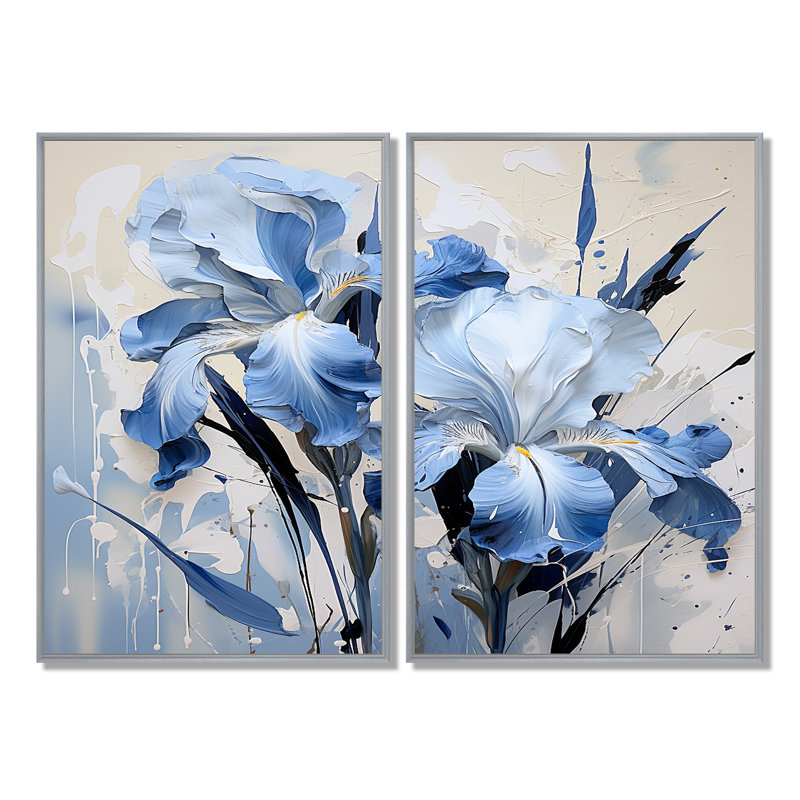 Jardin bleu et blanc d'iris - Art mural traditionnel, H 36 po x l 48 po, Reproduction encadrée sans passe-partout