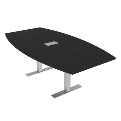Boat Shaped Conference Table with Metal T Base | Electrical Unit