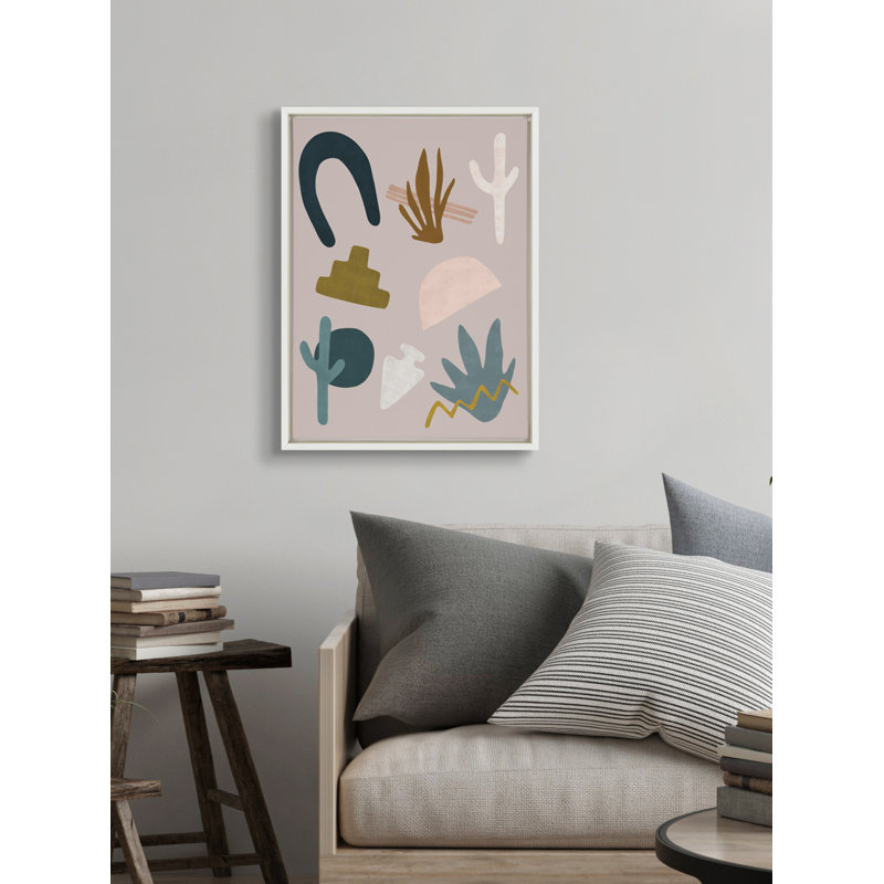Desert Shapes Abstract Bohemian Canvas Print, 18x24, White Frame