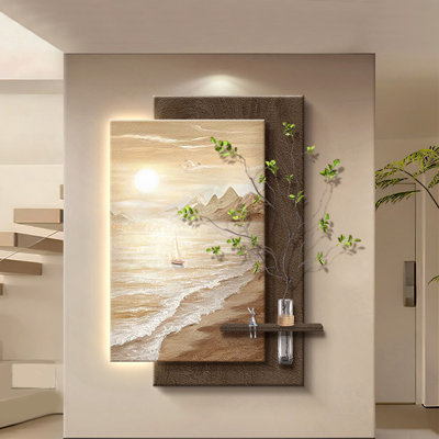 Art mural moderne café en bois manufacturé