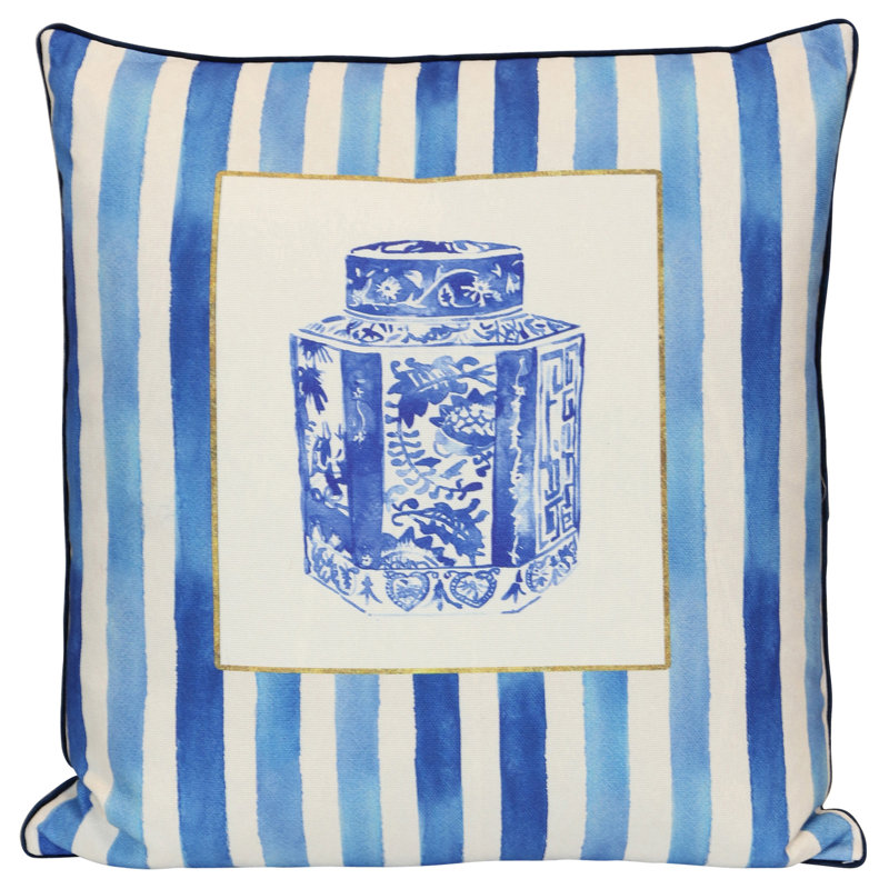Coussin en porcelaine Tamara Day for StyleCraft - bleu et blanc doux - 24 po x 24 po, Bleu, blanc doux