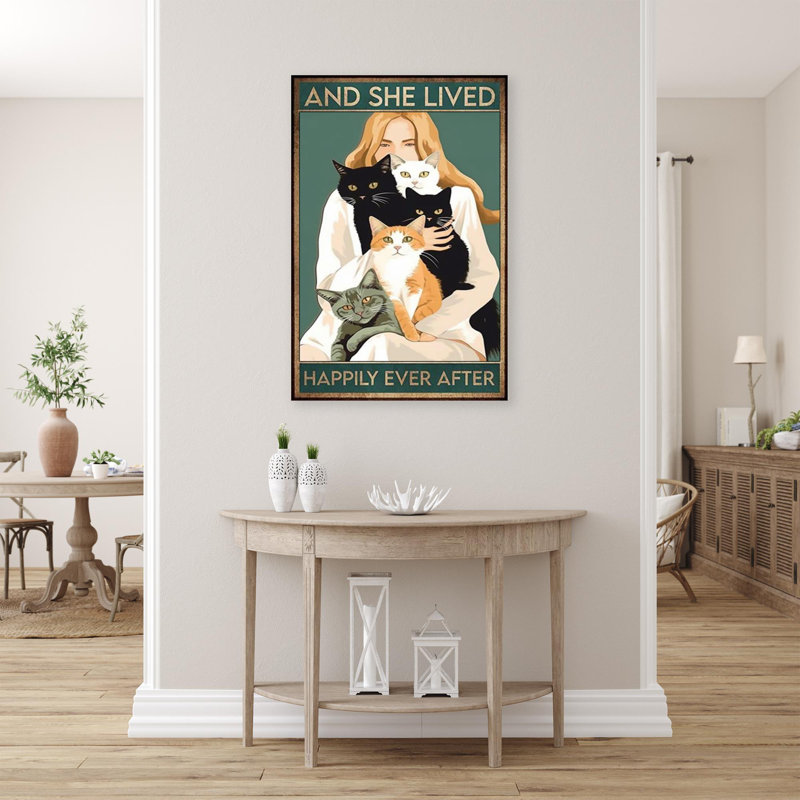 " Cats And She Lived Happily ", 20" H x 16" W x 1.25" D