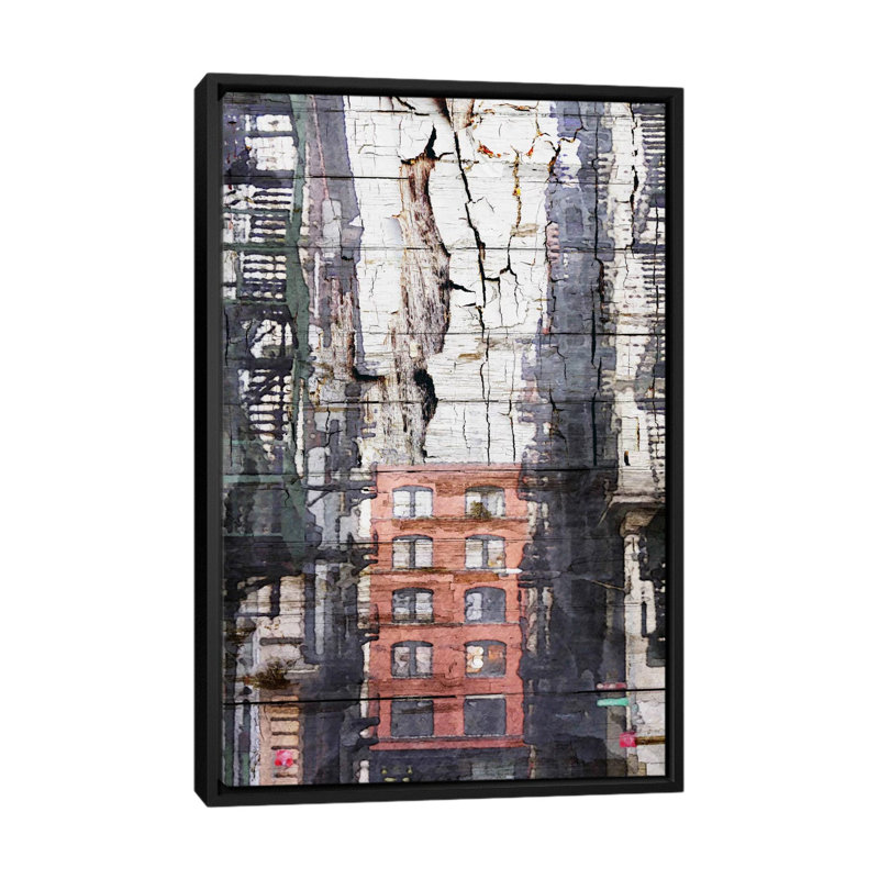 Industrial LA, impression sur toile tendue, H 26 po x l 18 po x P 1,5 po, Toile avec cadre noir, Pas de tapis