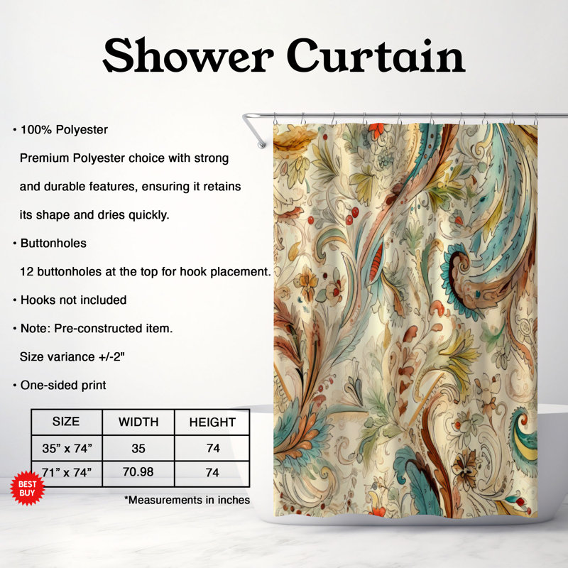Rideau de douche Nostalgic Paisley - Premium, H 74 po x l 71 po