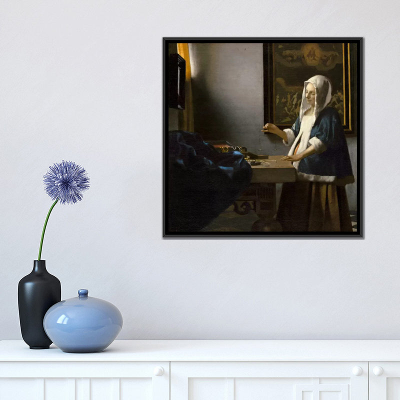 Reproduction d'art sur toile tendue, H 26 po x l 26 po x P 1,5 po, Toile avec cadre flottant noir, Pas de tapis