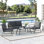 Ensemble de meubles de patio 4 pièces, ensemble de conversation en aluminium, ensemble de canapé de jardin extérieur avec fauteuils, causeuse, table basse et coussins centraux, gris foncé