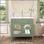 Meuble-lavabo de 35,6 pouces de style Mid-Century avec verre à motif et capteur de mouvement, autoportant avec rangement, design maison de campagne haut de gamme, vert