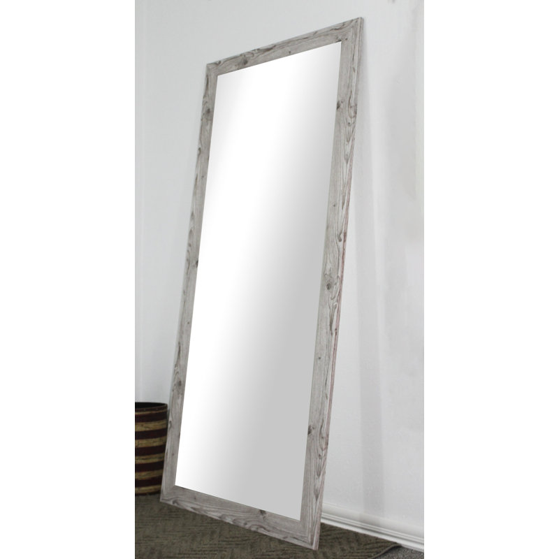 Galilaia Wood Flat Mirror, 65.5" H x 30.5" W, White Washed