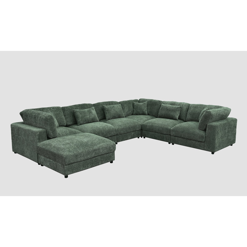 Canapé modulaire Everden, H 33 po x l 144 po x P 112 po, Polyester vert