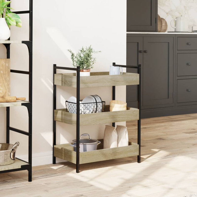 Watsonville Metal Bar Cart, Sonoma Oak