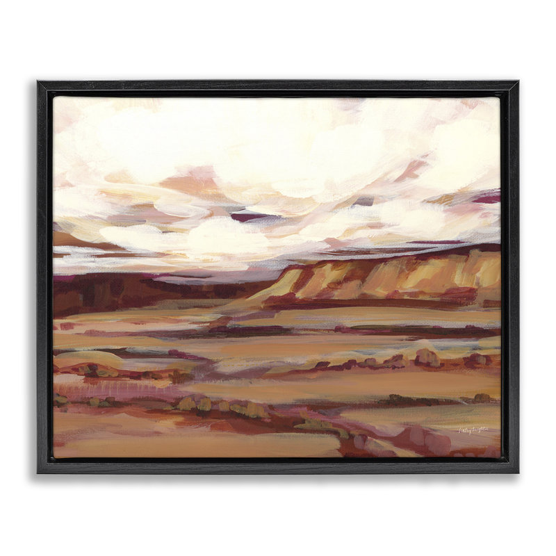 «Mauve Mesa Landscape» par Haley Knighten, Cadre flottant noir de jais, H 17 po x l 21 po